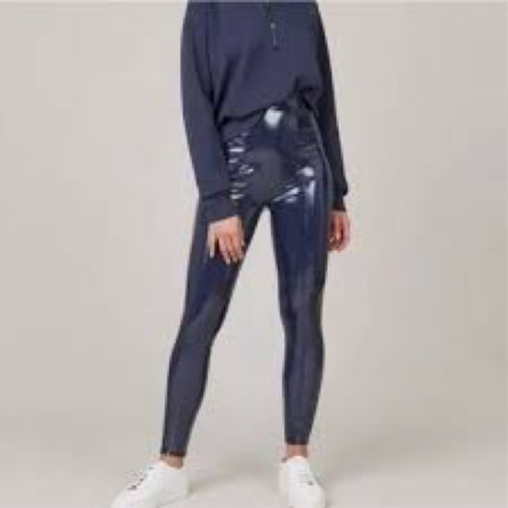 Spanx Faux Leather Leggings – Navy (Size M)
